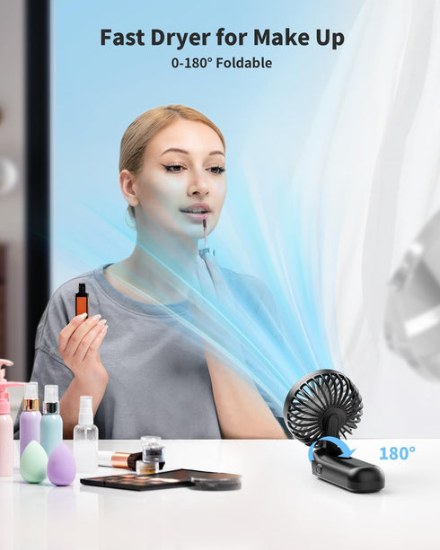 Handheld Fan, Foldable Portable Fan with LED Display, 3000mAh Battery Operated Mini Hand Held Fan, Handheld/Neck/Desk 3 in 1 Personal Small Fan fo...