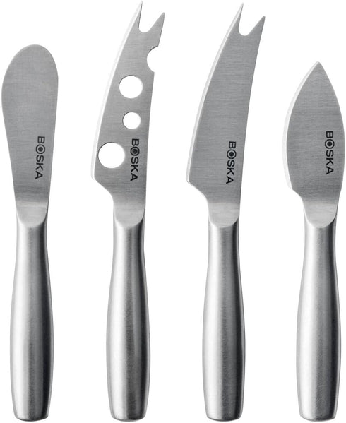 BOSKA Stainless Steel Cheese 4 Knife Set - Mini Copenhagen Knives For All Types of Cheese - Silver Non-Stick - Dishwasher Safe - For Kitchen Cooki...