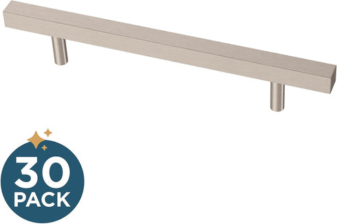Franklin Brass Simple Square Bar Cabinet Pull, Stainless Steel, 5-1/16 in (128mm) Drawer Handle, 10 Pack, P46657K-SS-B...