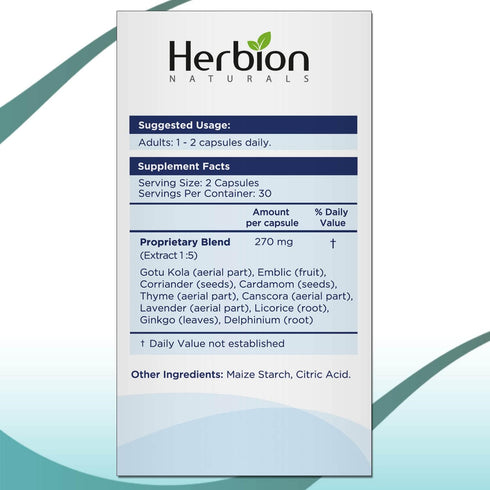 Herbion Naturals Memory Support Capsules – helps improve Brain Function & Absent Mindedness, Fatigue, Soothes Stress & Improves Mood - for Adults ...