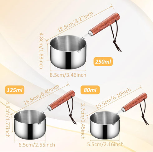 Stainless Steel Sauce pan, Mini Milk Warmer Pot Soup Pan with Wooden Handle Small Saucepan for Butter Warmer Heating Milk Cooking Sauce (125ml)...