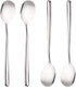 Stainless Steel Spoon,Long handle Great Circle Soup Spoons Korean Long Handled Soup Spoon,Stainless Steel Round handle Bar Spoons Silver Set of 4...