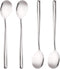 Long handle Soup Spoons Stainless Steel Round handle Soup Spoon,Korean Long handle Bar Spoons Silver Pack of 4...