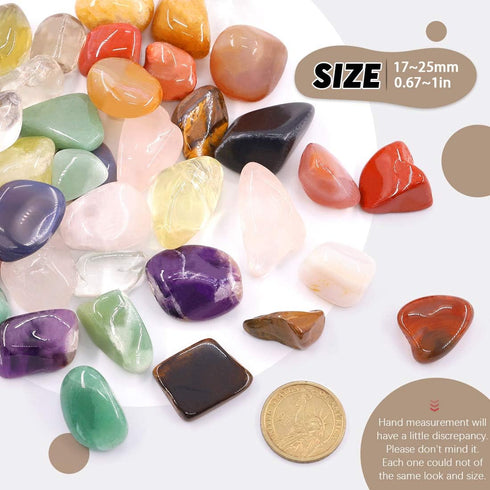Hilitchi 1lb Bulk Large Natural Tumbled Polished Brazilian Stones Gemstone Healing Crystals Quartz for Wicca, Reiki, and Energy Crystal Healing (B...