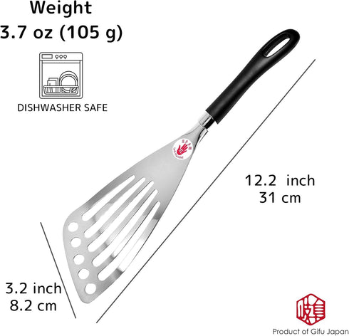 Seki Japan Left Handed Spatula Stainless Steel Egg, Fish Spatula Cookware - Slotted Turner Egg Flipper Utensils 12” Left-Handed...