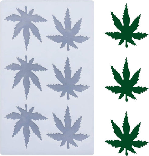 (THIN and SHALLOW) Marijuana Leaf Embossed Fondant Maple Silicone Mold for Chocolate Candy Gum Paste Polymer Clay Resin Kitchen Baking Sugar Craft...