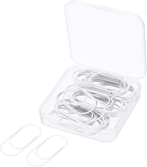 MECCANIXITY Wide Paper Clip Coated Large Clips Bookmarks with Box 2 Inch White for Organize Office Home, Pack of 30...