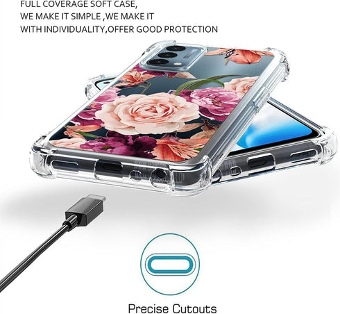 Osophter for Oneplus Nord N200 5G Case,Nord N200 5G Case with Screen Protector Flower for Girls Women Shock-Absorption Flexible TPU Rubber Phone C...