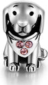 GW 925 Sterling Silver Puppy Dog Animal Charms Bead Fit European Bracelets for Dog Lover (Pink-Puppy-212)...