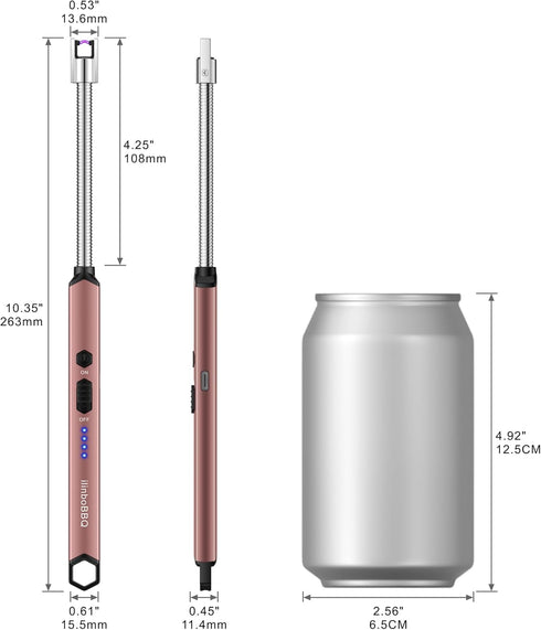 iinboBBQ Lighter Electric Lighter Rechargeable USB Candle Lighter with LED Battery Display Arc Lighter with Flexible Neck Flameless Long Lighters ...