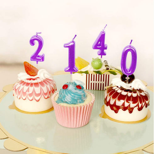 2nd Birthday Candle Two Years Purple Happy Birthday Number 2 Candles for Cake Topper Decoration for Party Kids Adults Numeral 20 23 12 26 29 21 27...