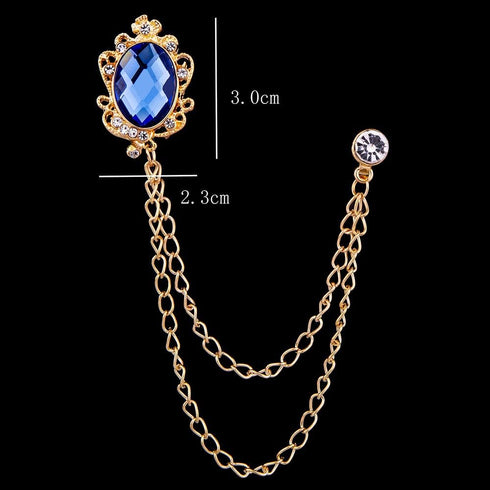 Huture 3 Packs Men's Gem Brooch Lapel Pin Badge Hanging Chains Collar Brooches Pin for Career Suit Tuxedo of Shirts Tie Hat Scarf for Boyfriend Fa...