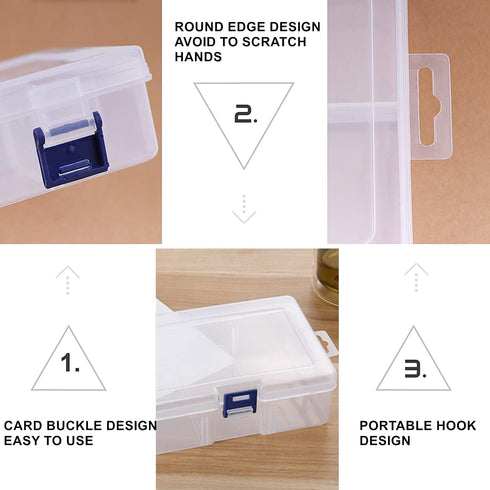CHILDHOOD 2 Pack of Clear Plastic Clip Box, Crayon box Small Plastic Containers with Lids, Small Modular Supply Case for Office supplies, 6.5 x 4....