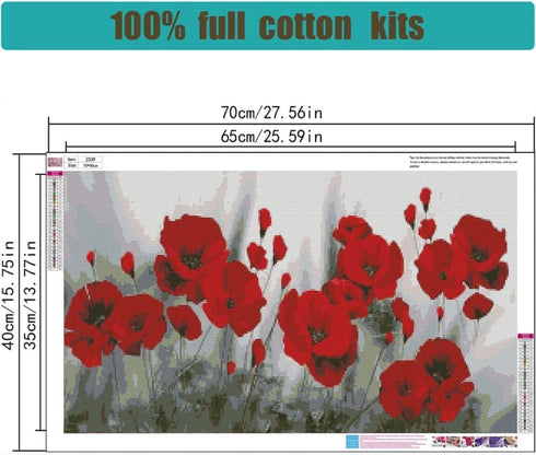 Stamped Cross Stitch Kits - Flower Embroidery Kits for Beginners Adults,11 CT Flower Patterns Large Dimensions Counted Cross Stitch Kits Arts Craf...