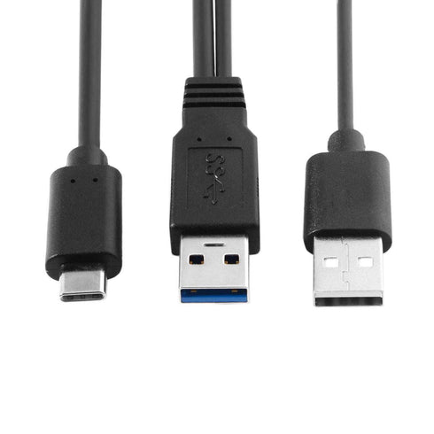 xiwai Type-C USB-C to USB 3.0 Male & USB 2.0 Dual Power Data Y Cable for Laptop & Hard Disk...