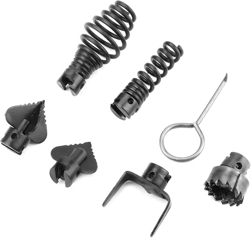 7Pcs Drain Cleaner Combination Cutter Head Set, 16mm Manganese Steel Blades For Pipeline Dredging Cleaning Machine, 6 Cutter Heads 1 Key...