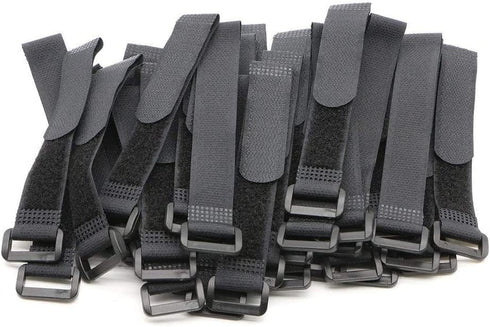 25pcs Black Reusable Fastening Cable Straps, Hook and Loop Cable Tie Down Straps 1" x 18"...