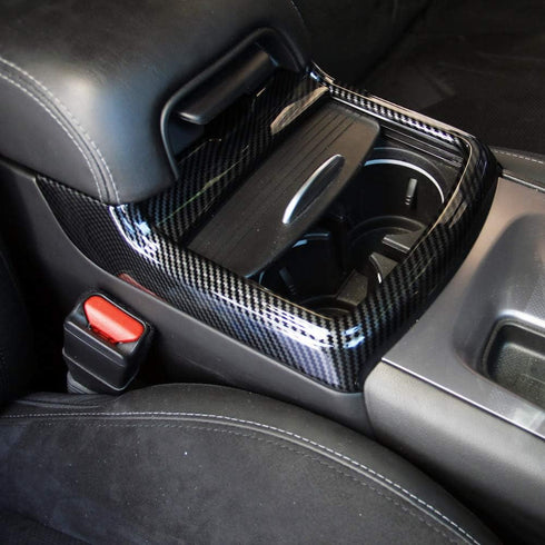 Red Carbon Fiber Cup Holder Cover Trim Decor Sticker for Dodge Charger 2015-2021/ Chrysler 300 2015-2021...