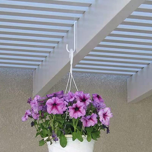 8 Pack 2 x 6 Inch Vinyl Fence Hooks Patio Fence Hooks White Powder Coated Steel Hangers for Hanging Planters, Black...