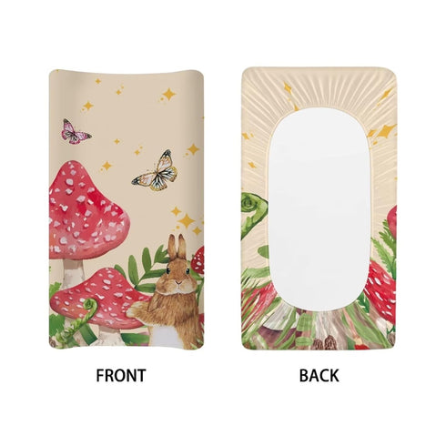 Mushroom Rabbit Easter Baby Changing Pad Cover Waterproof Easter Decor Cozy Breathable Universal Tray Table Mat Stretchy Lightweight Sheet Crib Ma...