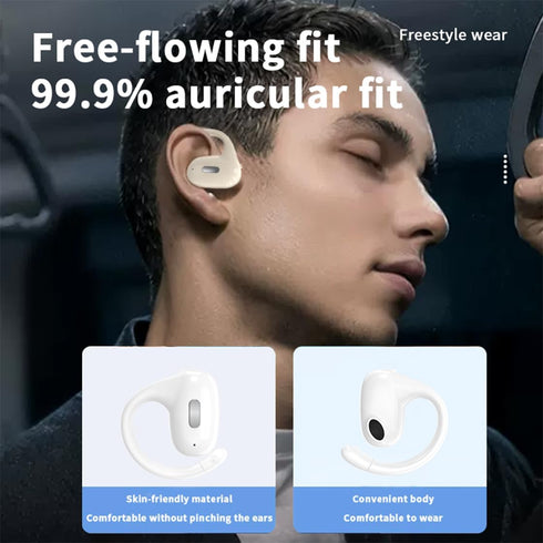 Single Ear Hanging Style Wireless Headphones, Bluetooth 5.4 Hi-Fi Stereo Music Earphones, Right Ear-Hook Sports Headsets, Noise Reduction Air Cond...