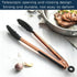 KAISHANE Kitchen Food Tongs-Rose Gold Tongs Copper Stainless Steel Silicone Tipped Kitchen Food BBQ and Cooking Tongs Set 9” and 12” for Non Stick...