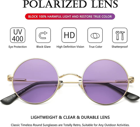 AIEYEZO Round Lennon Glasses Round Polarized Sunglasses for Women Men Small Circle Sunnies...