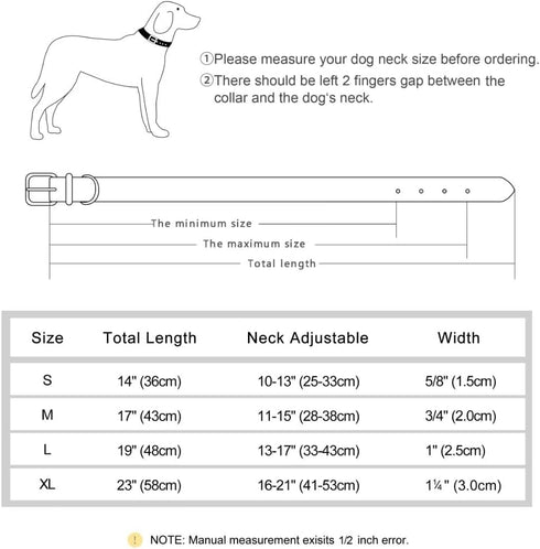 Beirui Soft Padded Leather Dog Collar for Dogs, Comfortable Heavy Duty Small Medium Large Dog Leather Collar with Premium Alloy Hardware for Daily...