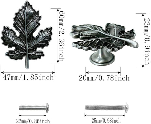 Cabinet Knobs Maple Leaf Knobs, 4 Pcs Antique Cabinet Knob,Drawer Knob,Bedside Table Handle,Closet Knob,Bookcase Handle,Furniture Door Pull,Hardwa...