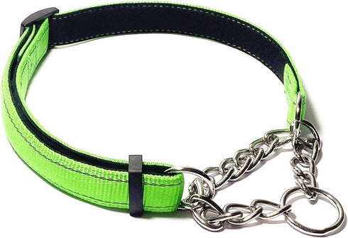 Martingale Collar for Dogs Reflective Nylon Dog Training Collars Soft Padded No Pull Adjustable Collars Stainless Steel Chain Collar for Large/Med...
