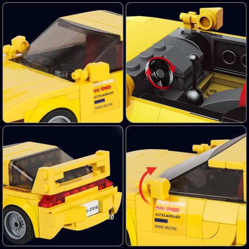 Mould King Initial D Car RX-7 Mazda Model Car Building Blocks with Display Case, 27016 Model Car Kits Speed Champion Car Building Sets, Sports Rac...