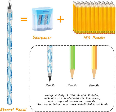 AUAUY 5 PCS Inkless Pencil, Infinity pencil, Reusable Everlasting Pencil, Cute Erasable Portable Pencil for Writing, Drawing, Drafting, Students H...