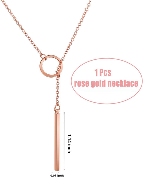 Hicarer Jewelry Set for Women Vertical Bar Necklace Jewelry Accessories Simple Bar Earrings Adjustable Cuff Bracelet...