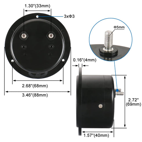 Baomain DC 50V Round Voltmeter Voltage Meter 65C5 Gauge Analog Panel Class 2.5 CE...