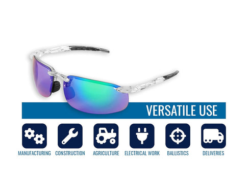 Bullhead Safety Swordfish Safety Glasses with Anti Fog Lenses, ANSI Z87+, Blue Light Glasses with UV Light Protection and Anti-Scratch Coating, Gr...