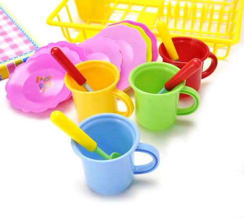PowerTRC Kids Wash and Dry Kitchen Dishes and Tea Playset...