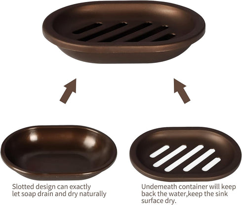 Topsky 2 Pcs Soap Dish for Shower, Double Layer Draining Soap Box with Drip Tray, Plastic - Bronze...