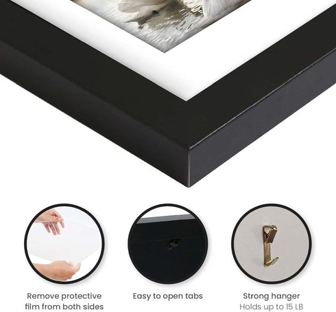 A4 Frame Black - Display 6x8 Picture Frame With Mat or 8.27x11.69 Inch Without Mat Poster Frame, Certificate Document Frame, for Wall Art...