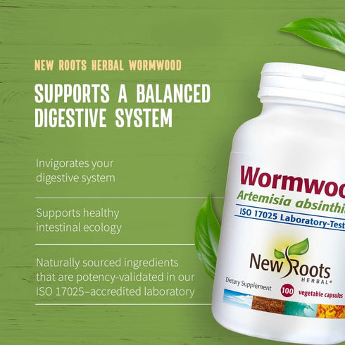 NEW ROOTS HERBAL Wormwood (100 Veg Caps) - Appetite, Digestion and Intestinal Balance Support - Non-GMO & Gluten Free...