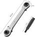 HVAC Service Wrench with Hexagon Bit Adapter Tool Kit for Air Conditioner Refrigeration Equipment Repair 3/16” 3/8” 5/16” 1/4” Reversible Ratchet ...