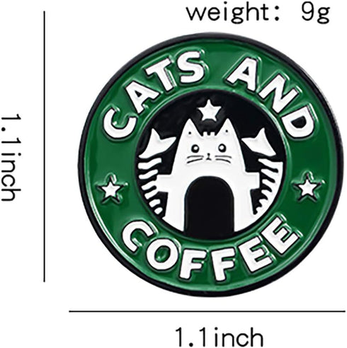 Handmade Cats and Coffee Enamel Pin Brooch Badge - Lapel Pin - Deluxe Gift Decoration...