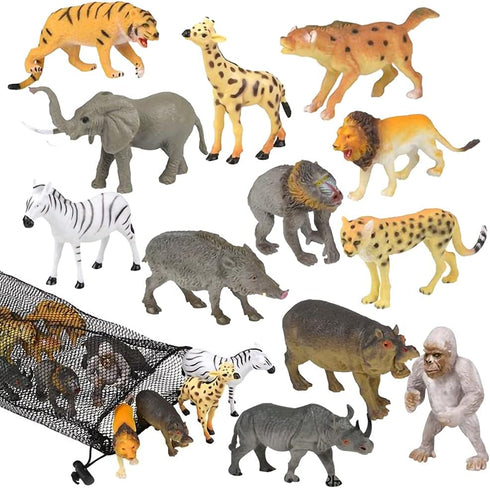 ArtCreativity Animal Figures Assortment in Mesh Bag, Set of 12 Mini Animal Figurines in Assorted Designs, Fun Bath Water Playset for Kids, Party F...