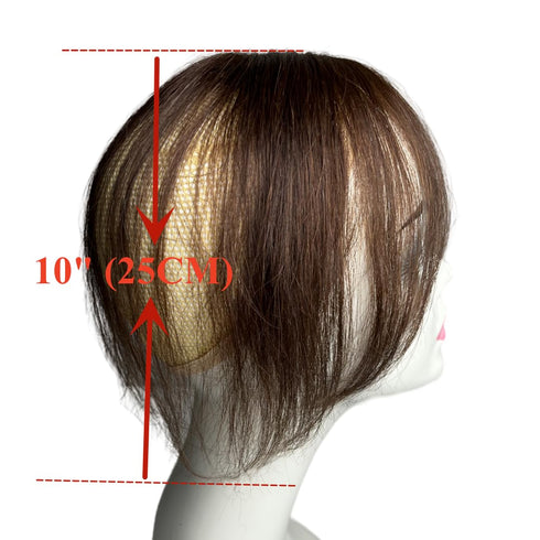Natural Human Hair Bangs Side Fringe for Women 3D Middle Part False Bangs Clip-in Exrensions Invisible Hairpieces Human Hair Topper (Dark Brown Co...