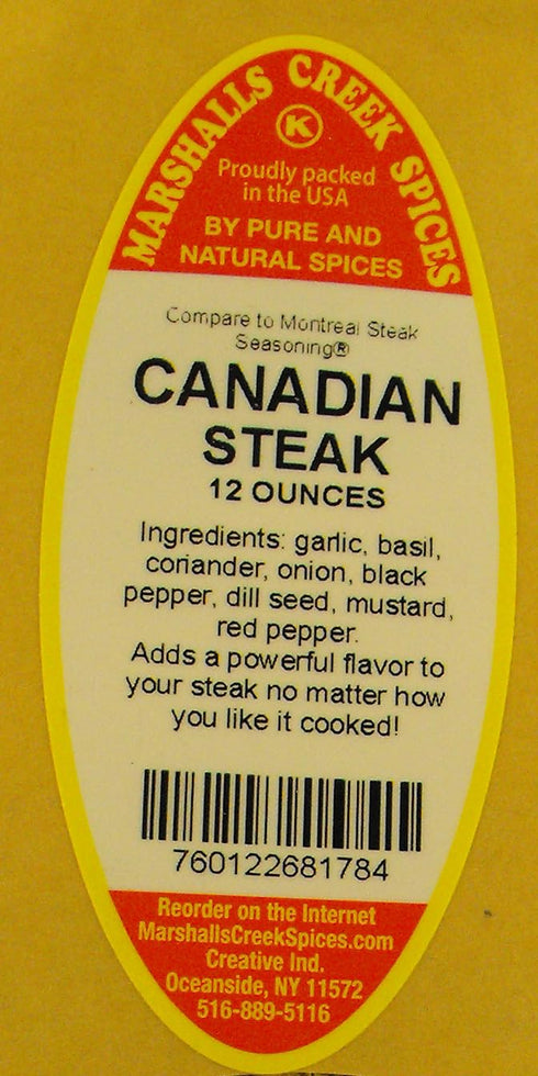 Marshalls Creek Spices CANADIAN STEAK SEASONING NO SALT (COMPARE TO MONTREAL SEASONING R) 12 ounce ECO Friendly Kraft Stand-up Pouch...