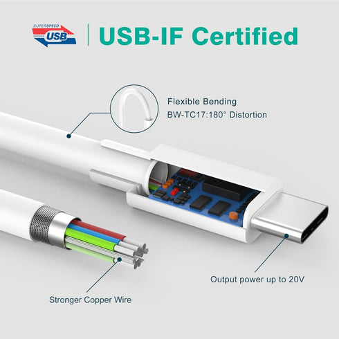 3.3 FT/1M USB C to USB C Cable for iPhone 15/15 Pro/15 Plus/15 Pro Max, MacBook Air MacBook Pro Charger, iPad Pro 13 12.9 11 inch, iPad Air 5 4, M...
