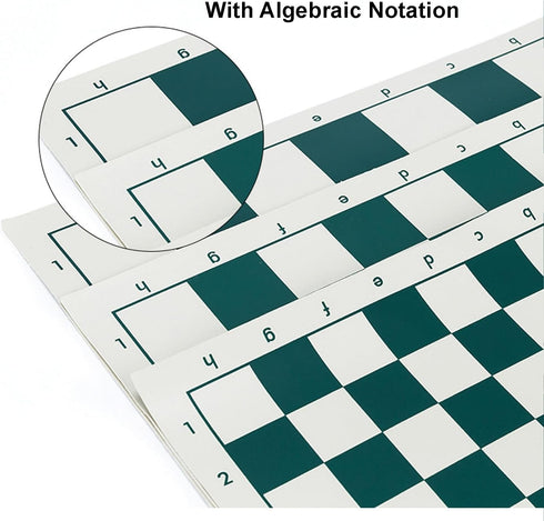 20" Tournament Roll Up Chess Board, Tournament Chess Mat, Vinyl with Green Squares, Chess Rollable Chessboard, Non Slip Travel Chess Board Mat for...