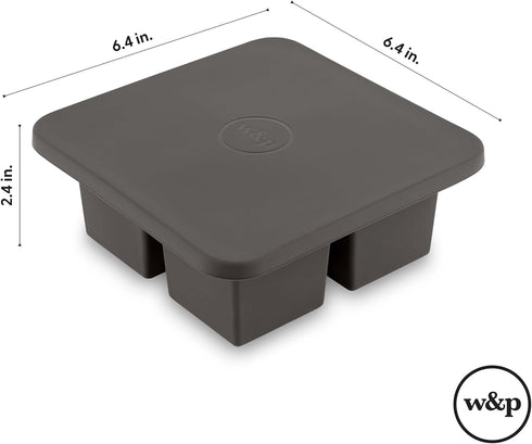 W&P Peak Silicone Extra Large Cube Ice Tray w/ Protective Lid | Blue Peak | Easy to Remove Ice Cubes | Food Grade Premium Silicone | Dishwasher Sa...