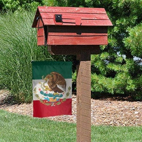 Mexico Mexican Flag Flax Nylon Burlap Linen Fabric Garden Flag Farmhouse Decorations Yard Mailbox Decor Welcome Sign 12x18 Inch Small Mini Size Do...