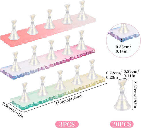Prasacco Nail Stand for Press On, Nail Holder for Painting Nails Nails Display Practice Art Magnetic Nails Stand Acrylic Nail Art with 30 pcs Reus...