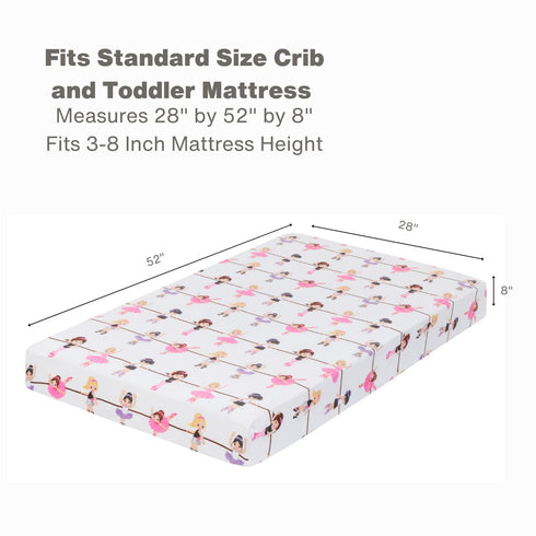 EVERYDAY KIDS Toddler Fitted Sheet and Pillowcase Set -Born to Dance Ballerina- Soft Microfiber, Breathable and Hypoallergenic Toddler Sheet Set...